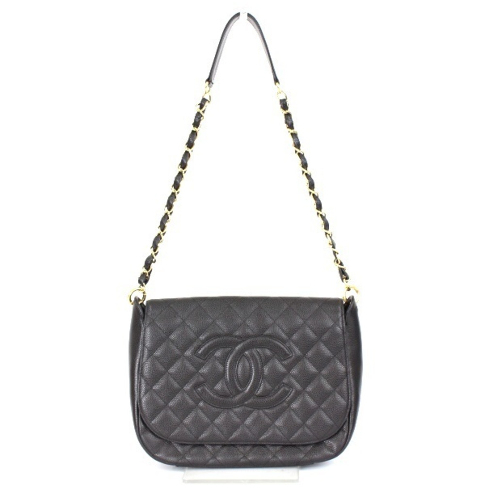 Chanel Chain Shoulder Bag Caviar Skin Cocomark Flap Black